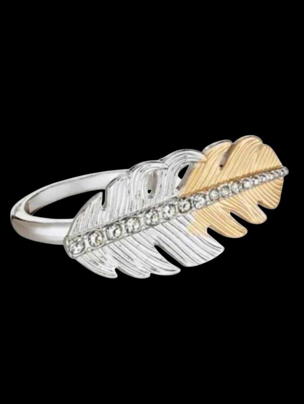Avon Silver Tone & Gold Tone Feather Wrap Ring